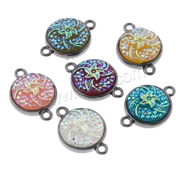 Resin Zinc Alloy Connector, with Resin, Flat Round, plated, different size for choice & colorful plated & 1/1 loop, more colors for choice, nickel, lead & cadmium free, Hole:Approx 1.5mm, 50PCs/Bag, Sold By Bag