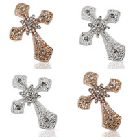 Mobile Phone DIY Decoration, Zinc Alloy, Cross, plated, with rhinestone 