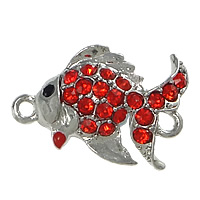 Zinc Alloy Magnetic Clasp, Fish, platinum color plated, enamel & with rhinestone & single-strand, red, nickel, lead & cadmium free Approx 2mm 