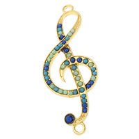 Resin Zinc Alloy Connector, with Resin Rhinestone & Plastic Pearl, Music Note, plated, 1/1 loop nickel, lead & cadmium free Approx 3mm 