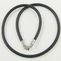 Rubber Necklace Cord, with 316 Stainless Steel, stainless steel lobster clasp, imported, black, 4mm Approx 18 Inch 