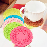 Cup Pad, Silicone, Flower, mixed colors 