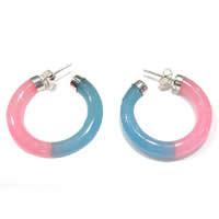 Boucles d'oreilles de Agate , agate bleue, avec quartz rose, argent pur puce boucle d'oreille, Vendu par paire