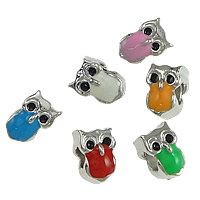 Enamel Zinc Alloy European Beads, Owl, plated, without troll nickel, lead & cadmium free Approx 5mm 