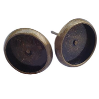 Messing Ohrring Stecker, flache Runde, plattiert, keine, 19.5x19.5mm,0.5mm, Innendurchmesser:ca. 18x18mm, verkauft von Paar
