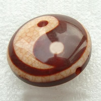 Natürliche Tibetan Achat Dzi Perlen, flache Runde, verschiedene Muster für Wahl, 30x15mm, Bohrung:ca. 2mm, verkauft von PC