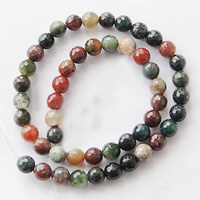 Natürliche Indian Achat Perlen, Indischer Achat, rund, facettierte, gemischte Farben, 8mm, Bohrung:ca. 1mm, Länge:15 ZollInch, ca. 50PCs/Strang, verkauft von Strang