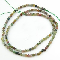 Perle agate indienne naturelle , Rond, facettes, couleurs mélangées, 3mm Environ 0.5-0.8mm pouce, Environ Vendu par brin