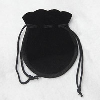 Velvet Jewelry Pouches Bags, Velveteen, with Nylon Cord, Oval 