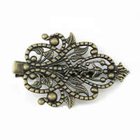 Alligator Hair Clip Findings, Iron, with brass setting, plated, hollow nickel, lead & cadmium free  