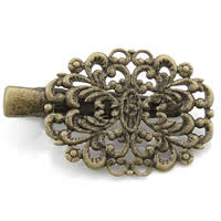 Alligator Hair Clip Findings, Iron, with brass setting, antique bronze color plated, hollow, nickel, lead & cadmium free  