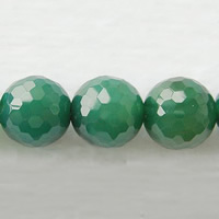 Natürliche grüne Achat Perlen, Grüner Achat, rund, facettierte, 16mm, Bohrung:ca. 1.5-2mm, Länge:15.5 ZollInch, ca. 25PCs/Strang, verkauft von Strang