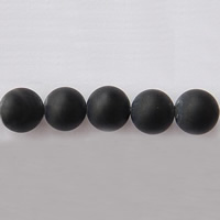 Perles Agates Noires naturelles, agate noire, Rond, givré, 16mm Environ 1.2-1.5mm .5 pouce Vendu par brin