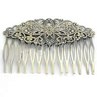Decorative Hair Combs, Iron, with Brass, antique bronze color plated 