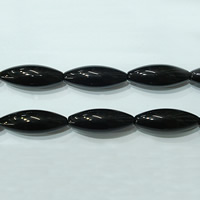 Natürliche schwarze Achat Perlen, Schwarzer Achat, oval, 30x10mm, Länge:16 ZollInch, ca. 15PCs/Strang, verkauft von Strang
