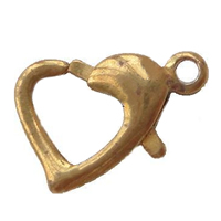 Brass Lobster Claw Clasp, Heart, plated Approx 2mm 