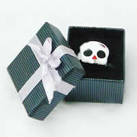 Cardboard Ring Box, with Satin Ribbon, Square, with ribbon bowknot decoration, green 