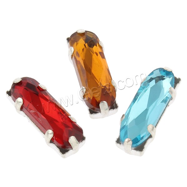 Claw Sew On Stone, Glass, with Iron, Rectangle, platinum color plated, different size for choice & faceted & double-hole, more colors for choice, Hole:Approx 1-1.5mm, 1000PCs/Bag, Sold By Bag