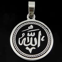 Stainless Steel Pendants, 304 Stainless Steel, Allah, plated, black Approx 