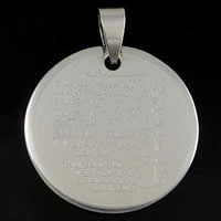 Stainless Steel Pendants, 304 Stainless Steel, Flat Round, original color Approx 