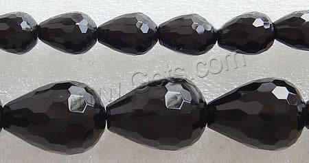Perles Agates Noires naturelles, agate noire, larme, multiple tailles pour le choix & facettes, Trou:Environ 1-2mm, Longueur:Environ 7 pouce, Vendu par brin