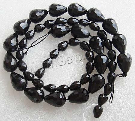 Perles Agates Noires naturelles, agate noire, larme, multiple tailles pour le choix & facettes, Trou:Environ 1-2mm, Longueur:Environ 7 pouce, Vendu par brin