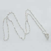 Brass Cable Link Necklace Chain, plated, Singapore chain 1.2-1.4mm Inch 