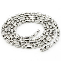 Titanium Steel Chain Necklace, Stainless Steel & ball chain, original color, 2mm 