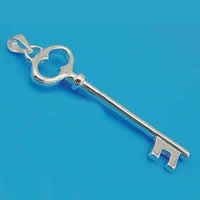 Подвески Латунные в форме ключа, Латунь, Ключ, плакирован серебром отверстие:Приблизительно 4mm, продается PC