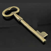 Colgantes de llave de latón, metal, chapado, más colores para la opción, 58x20x4mm, Vendido por UD