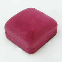 Бархатная коробочка для кольца, Бархат, с Клей Фильм, Прямоугольная форма, розовый кармин продается PC