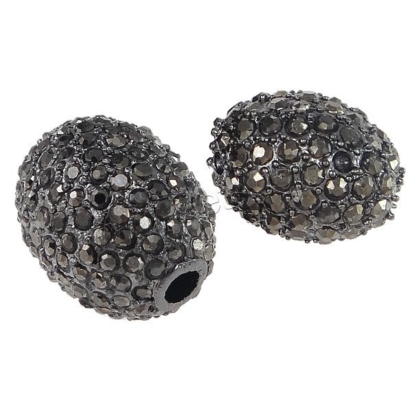 Zinc Alloy Large Hole Beads, Oval, plumbum black color plated, different size for choice & with rhinestone, nickel, lead & cadmium free, Hole:Approx 3mm, Sold By PC