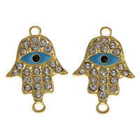 Evil Eye Jewelry Connector, Zinc Alloy, Evil Eye Hamsa, gold color plated, Islamic jewelry & enamel & with rhinestone & 1/1 loop Approx 1mm 