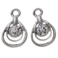 Zinc Alloy Teardrop Pendants, platinum color plated, with rhinestone Approx 1mm 
