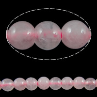 Natürliche Rosenquarz Perlen, rund, verschiedene Größen vorhanden, Rosa, Länge:15 ZollInch, verkauft von Strang