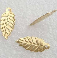Brass Leaf Pendants, plated 