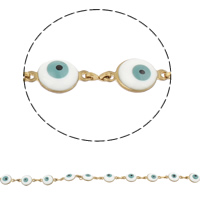 Evil Eye Jewelry Chains, Brass, Flat Round, plated, evil eye pattern & enamel nickel, lead & cadmium free 