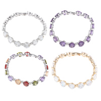 Cubic Zirconia Brass Bracelets, plated, with cubic zirconia & faceted nickel, lead & cadmium free Approx 6.5 Inch 