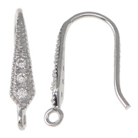 Sterling Silver Hook Earwire, 925 Sterling Silver, plated, with rhinestone Approx 2mm 