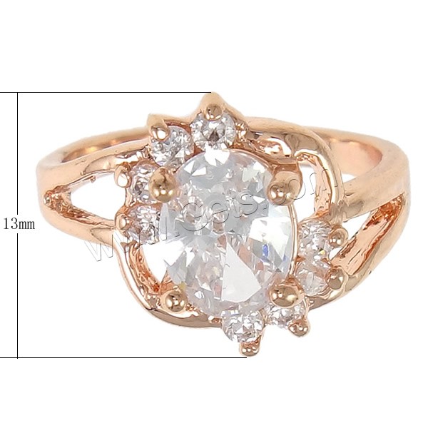 Cubic Zircon Brass Finger Ring, Flower, plated, different size for choice & with cubic zirconia & faceted, more colors for choice, 13mm, Sold By PC