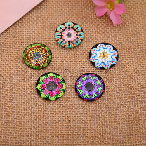 Time Gem Cabochon, Glass, Flat Round, time gem jewelry & mixed pattern & DIY & different size for choice & flat back & decal, 500PCs/Lot, Sold By Lot