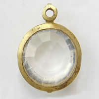 Acrylic Brass Pendants, with Acrylic, Flat Round, plated, faceted Approx 1mm, Approx 