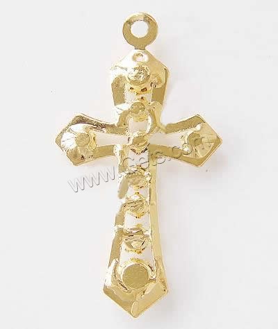 Brass Cross Pendants, plated, with rhinestone, more colors for choice, 44x24x4mm, Hole:Approx 2.2mm, 100PCs/Bag, Sold By Bag