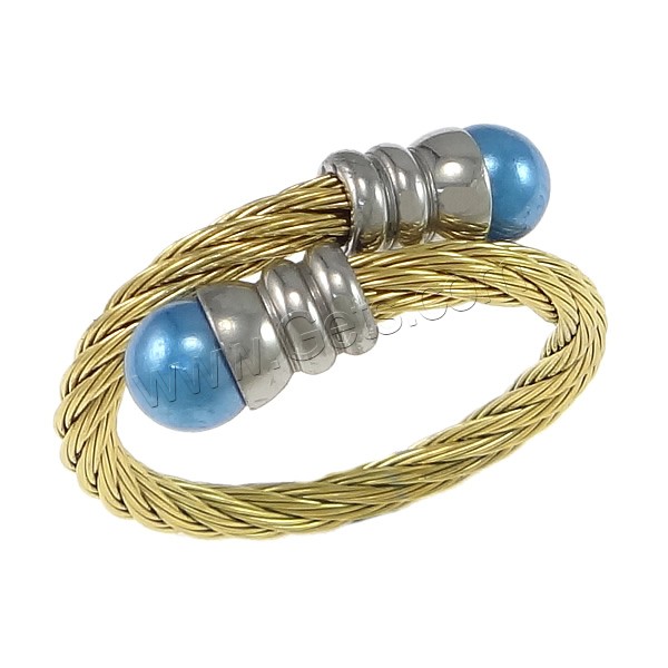Parures de bijoux en acier inoxydable, bracelet & bague, anneau, avec perle de verre, Placage, plus de couleurs à choisir, 17.5x10mm, 5mm, 9x5mm, 2.5mm, Diamètre intérieur:Environ 52x52mm, Taille:7, Longueur:Environ 6.5 pouce, Vendu par fixé