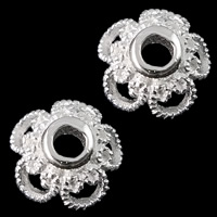 Sterling Silber Perlenkappen, 925 Sterling Silber, Blume, plattiert, hohl, keine, 10x10x4mm, Bohrung:ca. 2.5mm, verkauft von PC