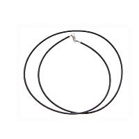Резиновое ожерелья, Резинка, чистое серебро Замок-карабин, черный, 1.5mm, длина:17.5 дюймовый, продается Strand
