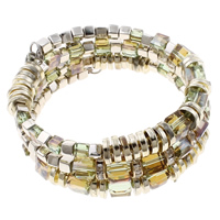 Memory Wire Bracelet, Crystal, with iron rhinestone spacer & Copper Coated Plastic & Zinc Alloy, plated  & faceted   Approx 7.5 Inch 