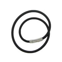 Nylon Coated Rubber Rope Necklace Cord , 316 stainless steel bayonet clasp, black, 5mm Approx 18 Inch 