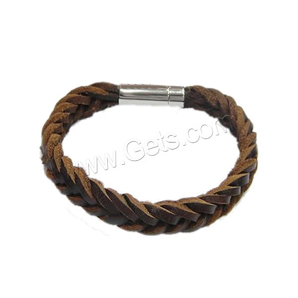 Cowhide Bracelets, 316 stainless steel bayonet clasp, different length for choice, more colors for choice, 11mm, Sold By Strand