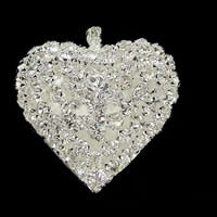 Brass Heart Pendants, plated, Customized & with rhinestone Approx 3mm 